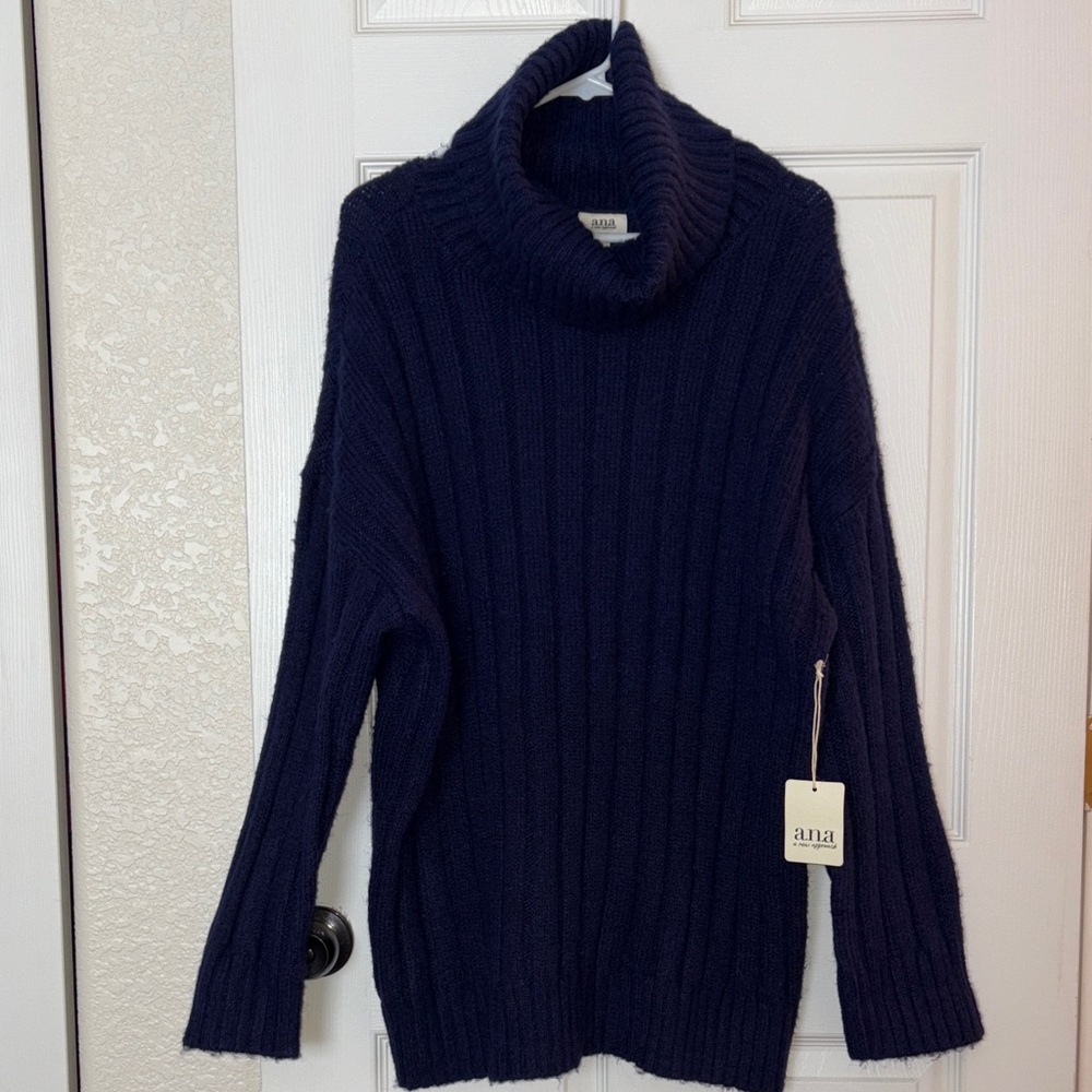 a.n.a Women's Deep Blue Cowl Neck Sweater